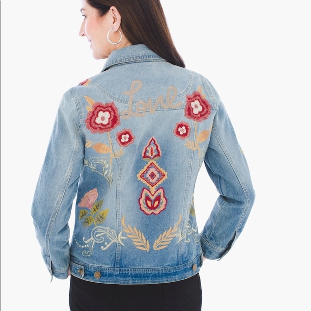 Chico’s Embroidered Denim Jacket - Picture 4 of 7